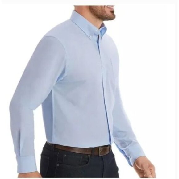Member's Mark Men's Woven Poplin Shirt Solid Blue Medium - Picture 4 of 5